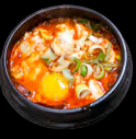 Order D9. Pork Dumpling  Soft Tofu Soup (Mandu Soobdubu) food online from Lucky Palace Korean Restaurant store, Houston on bringmethat.com