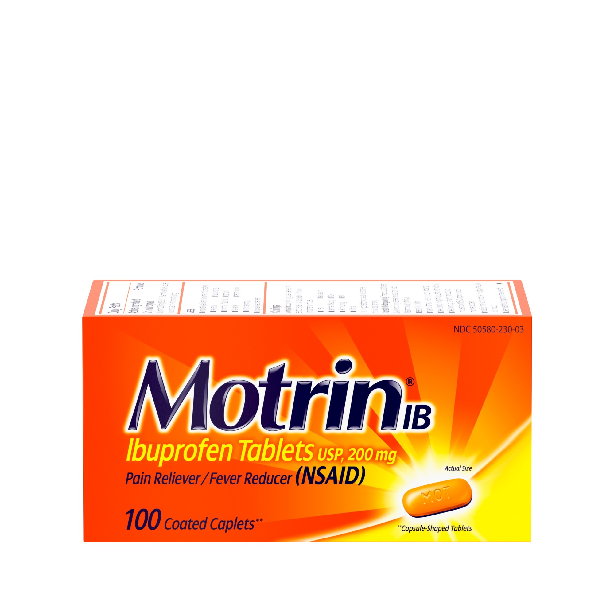 Order Motrin IB Ibuprofen Coated Caplets - 200mg, 100 ct food online from Rite Aid store, Cathedral City on bringmethat.com
