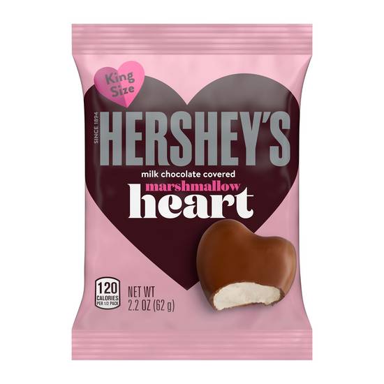 Order HERSHEY'S Milk Chocolate Covered Marshmallow King Size Heart Candy, Valentine's Day, 2.2 oz, Pack food online from CVS store, GASTONIA on bringmethat.com