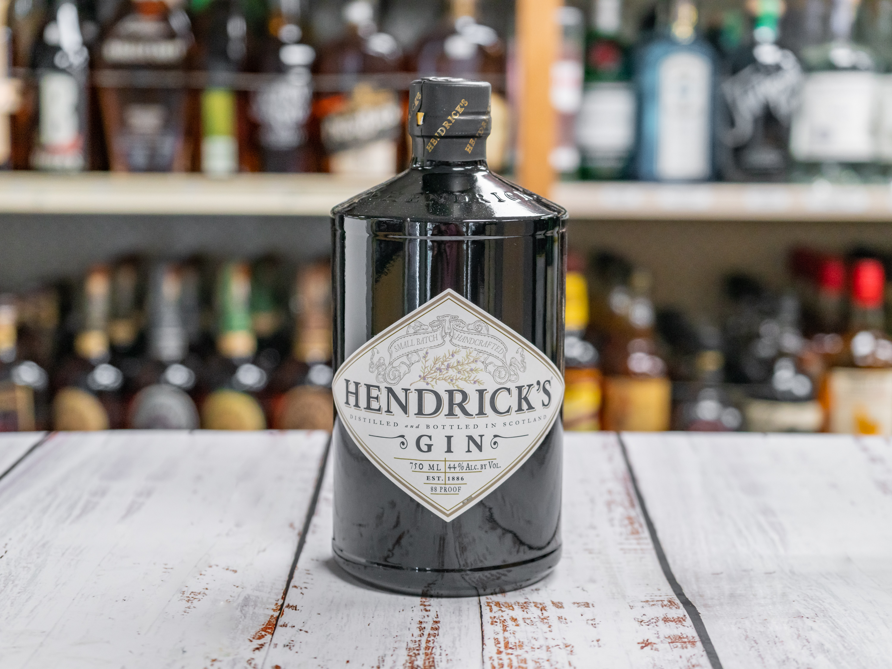 Order Hendrick's, 750 ml. Gin (41.4% ABV) food online from Kwik & Convenient store, San Francisco on bringmethat.com