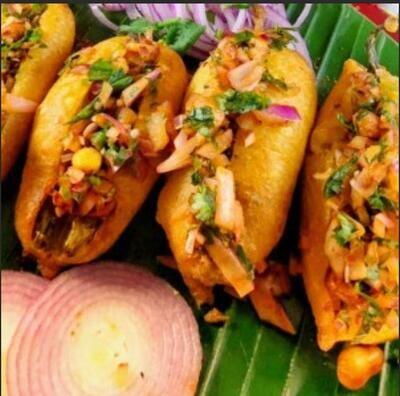 Order Stuffed Mirchi(4pcs) food online from Peacock Indian Cuisine store, Plano on bringmethat.com