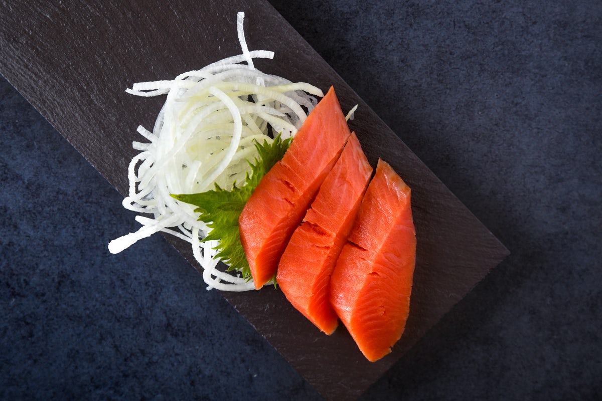 Order *WILD SALMON SASHIMI food online from Blue Sushi Sake Grill store, Fort Worth on bringmethat.com