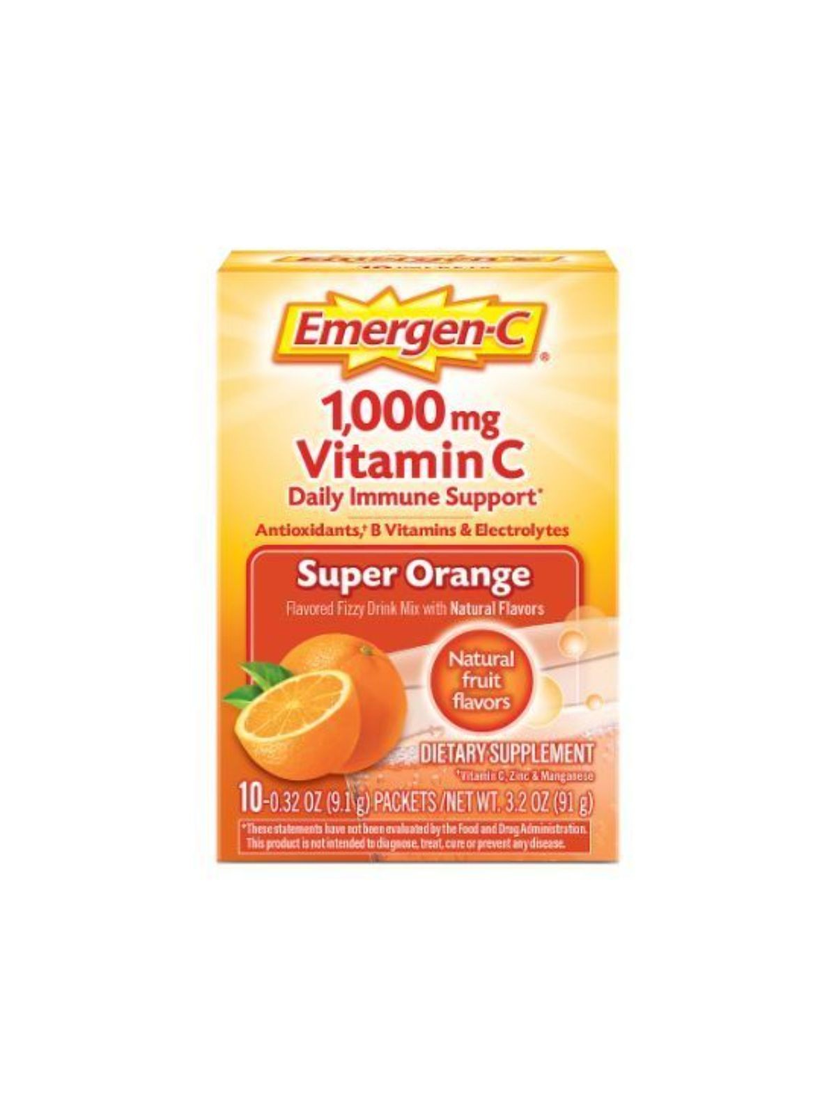 Order Emergen-C Super Orange Vitamin C Supplement (10 count) food online from Stock-Up Mart store, Minneapolis on bringmethat.com