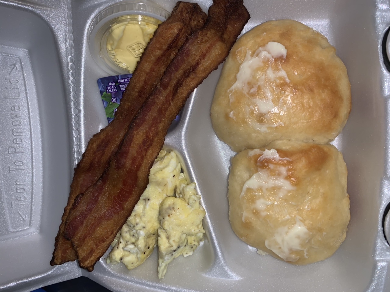 Order 2 Buttermilk Biscuits, 2 Eggs and 2 Bacon food online from Meraki Kitchen store, Houston on bringmethat.com