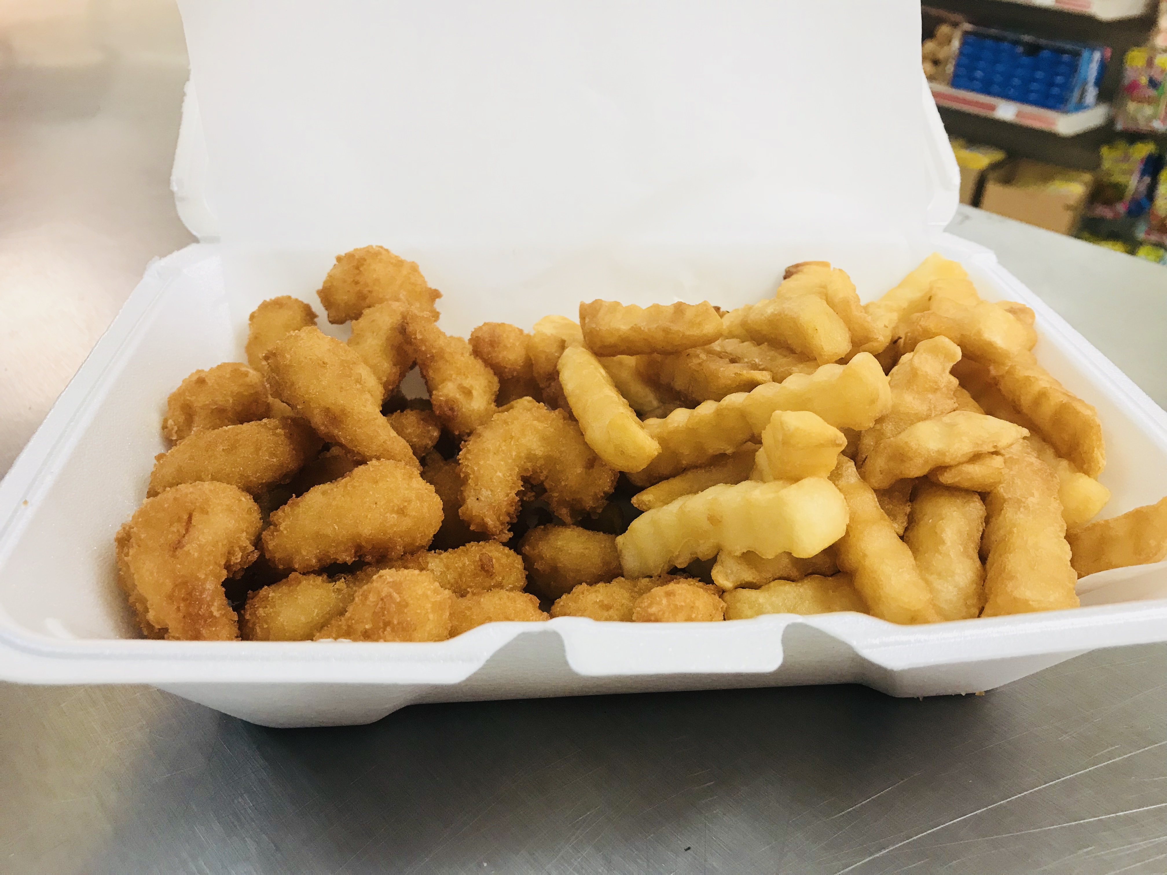 Order 21 Piece Shrimp Basket with Fries food online from A-1 Deli And Fried Chicken store, Wilmington on bringmethat.com