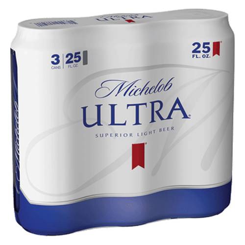 Order Michelob ULTRA Cans - 25 oz Cans/3 Pack food online from Bottle Shop & Spirits store, Los Alamitos on bringmethat.com