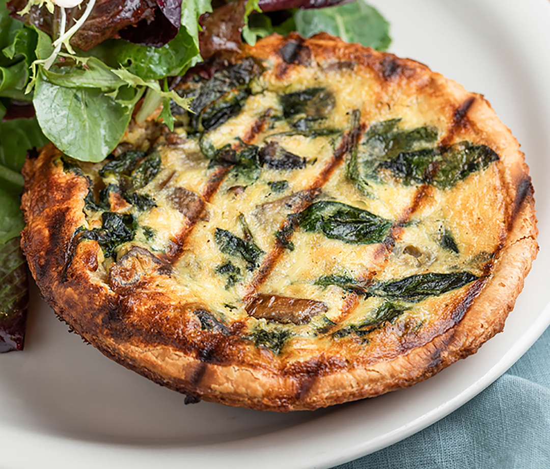Order Spinach & Mushroom Quiche food online from Urth Caffe store, Pasadena on bringmethat.com