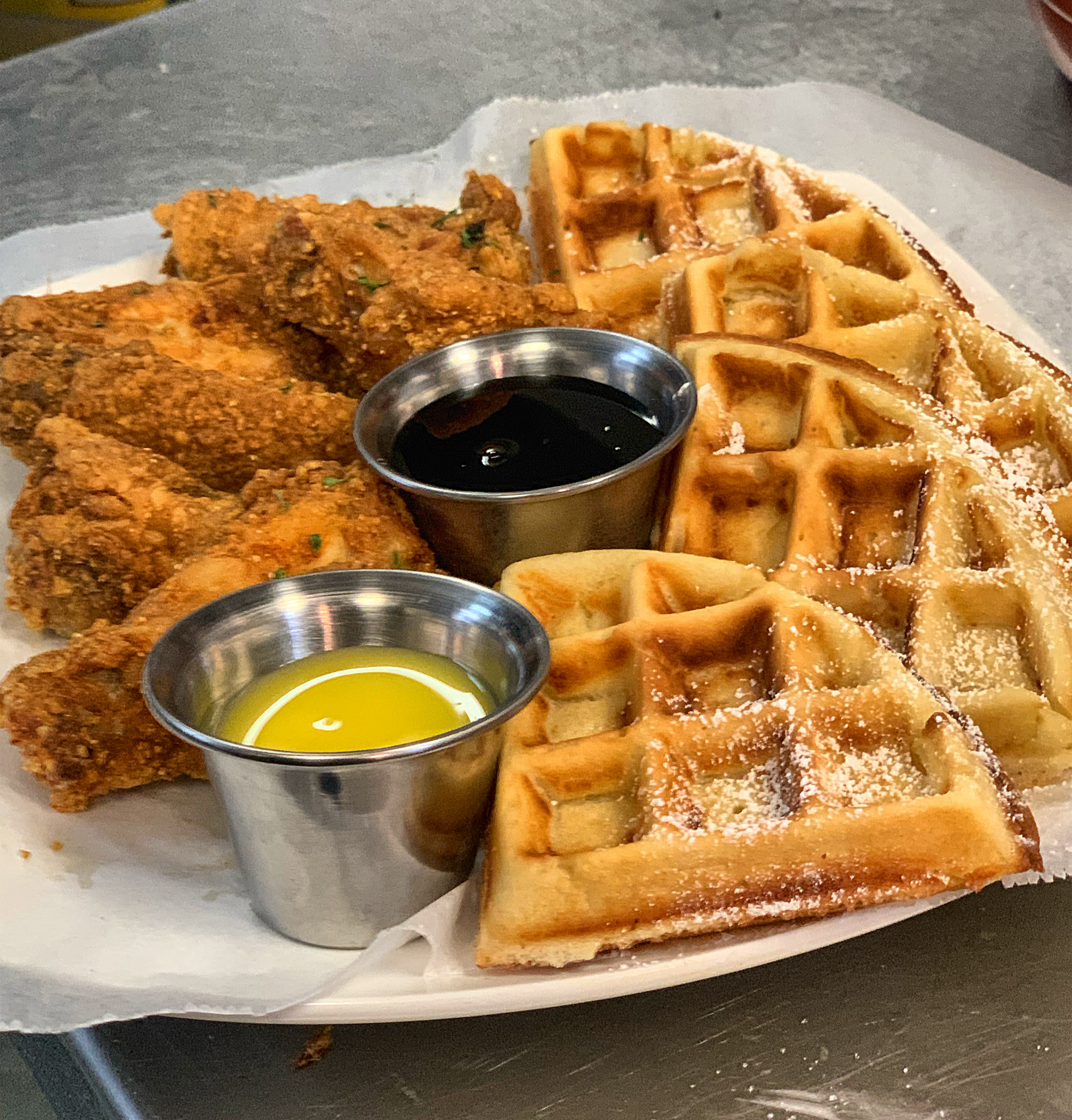 Order Chicken & Waffles food online from Plush Bar And Grill store, Houston on bringmethat.com