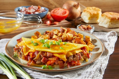 Order Three Meat & Cheese Omelet food online from Bob Evans store, Toledo on bringmethat.com
