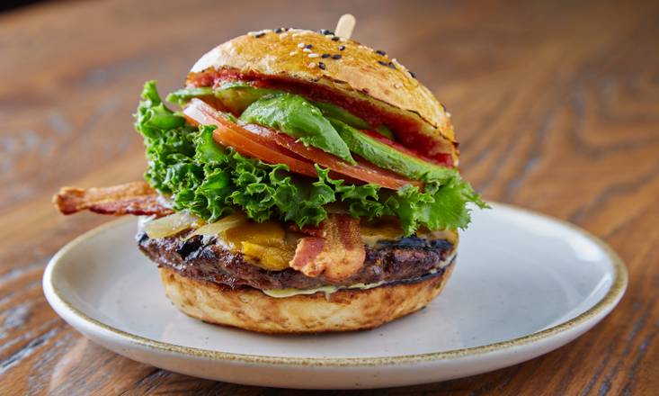 Order American Burger food online from Bushfire Kitchen store, Del Mar on bringmethat.com
