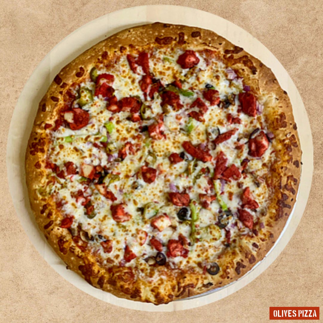 Order Chicken Tikka Pizza - large 14" (8 slices) food online from Olives Pizza Inc. store, Stafford on bringmethat.com
