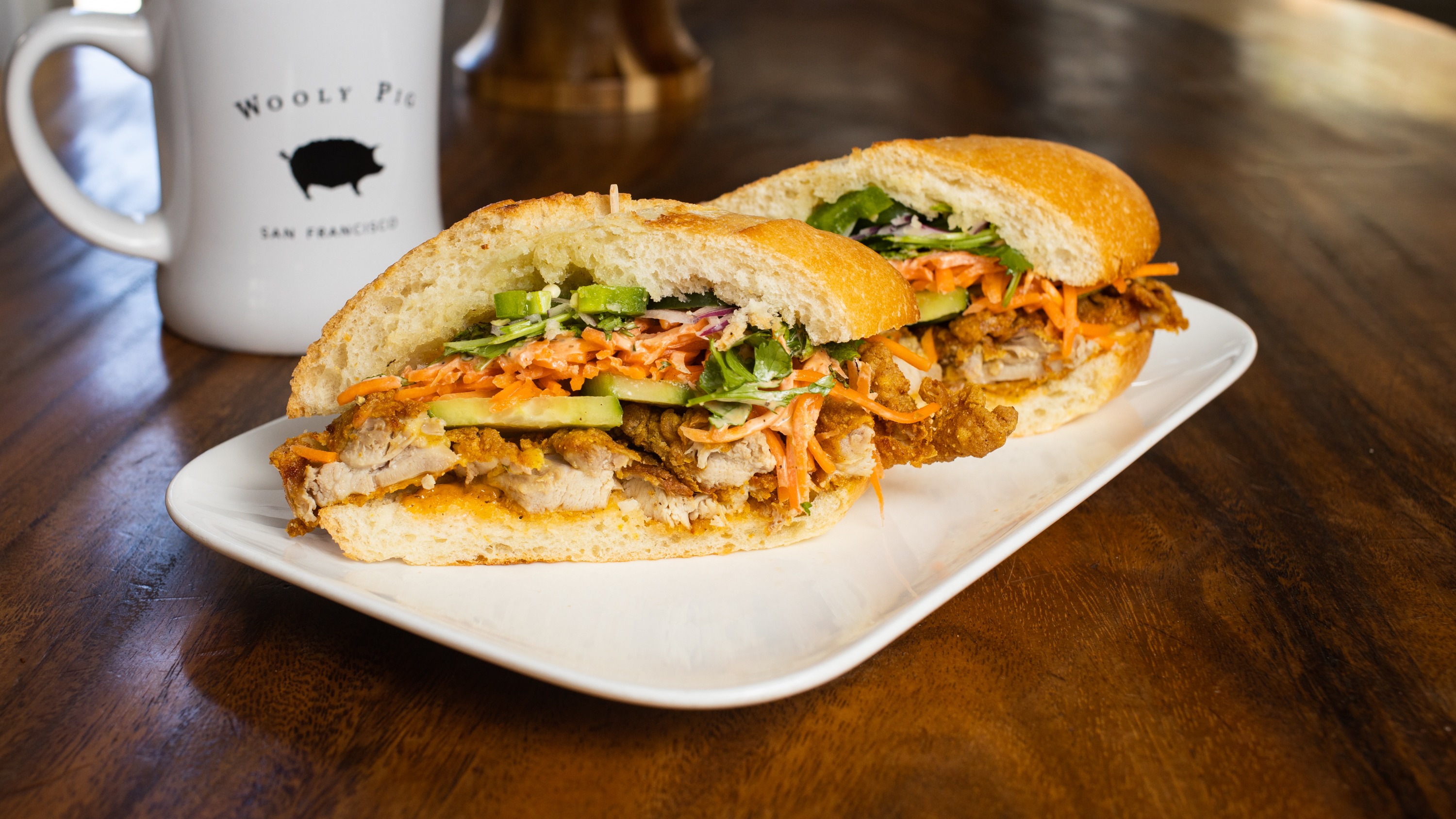 Order Fried Chicken Banh Mi food online from Wooly Pig store, San Francisco on bringmethat.com
