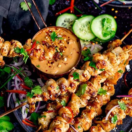 Order Grilled Chicken Satay food online from Kittis Place store, Sausalito on bringmethat.com