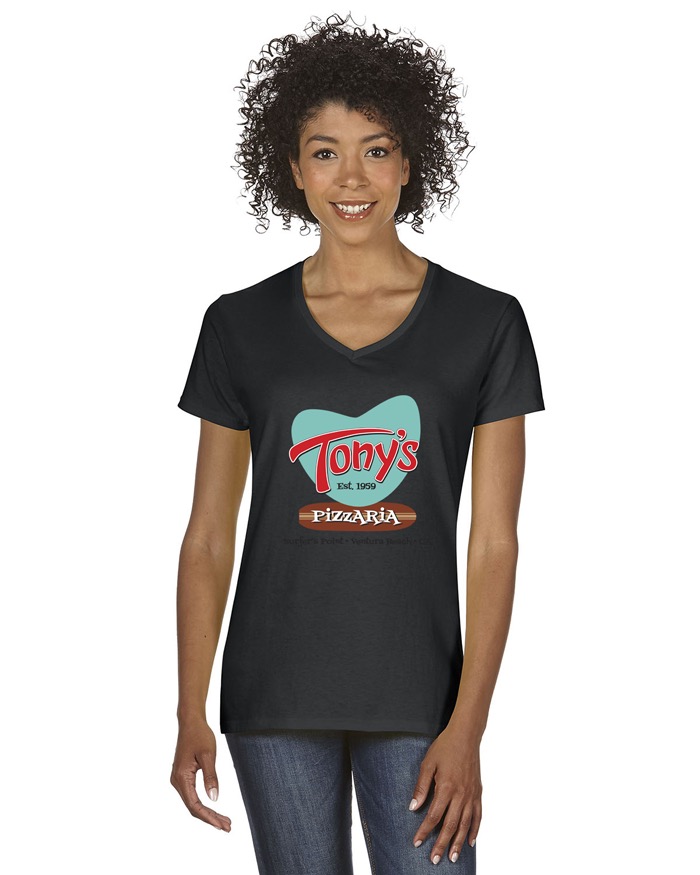 Order Women’s V - Neck T-shirt food online from Tony's Pizzaria store, Ventura on bringmethat.com