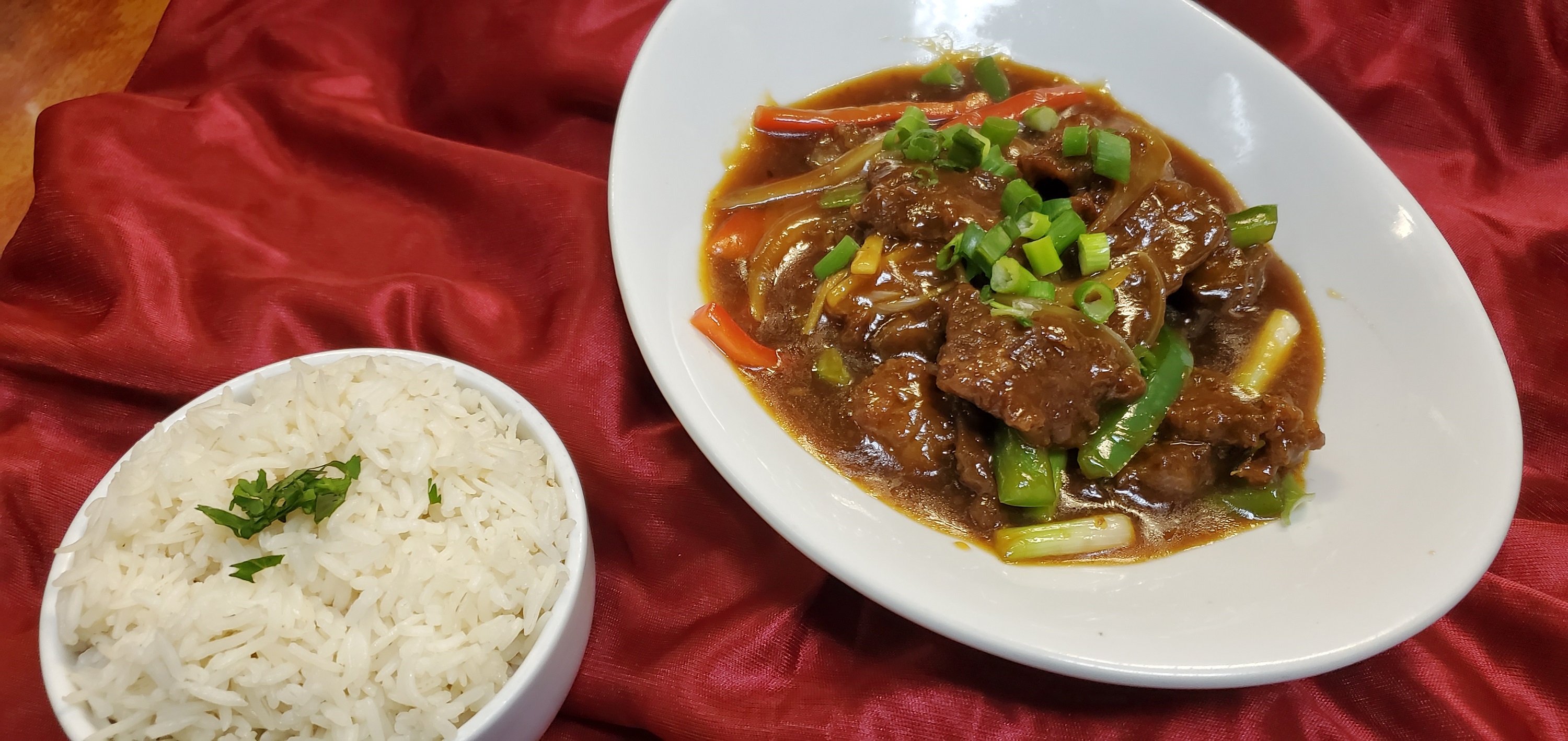 Order Mongolian Lamb Dinner food online from Spice Route store, Parsippany on bringmethat.com