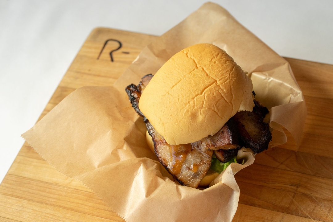 Order Pork Belly Sandwich food online from Rocklands Barbeque & Grilling Company store, Arlington on bringmethat.com