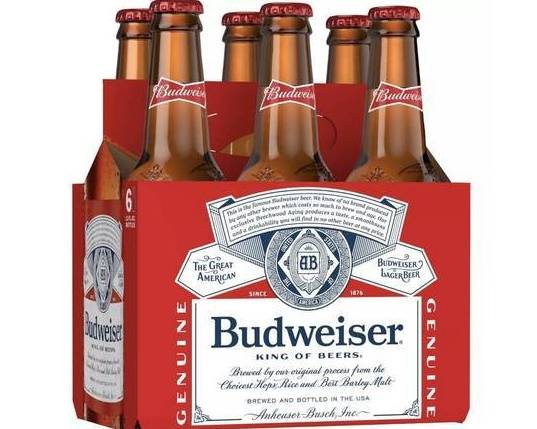 Order Budweiser, 6pk-12oz bottle beer (5.0% ABV) food online from Cold Spring Liquor store, Liberty Hill on bringmethat.com