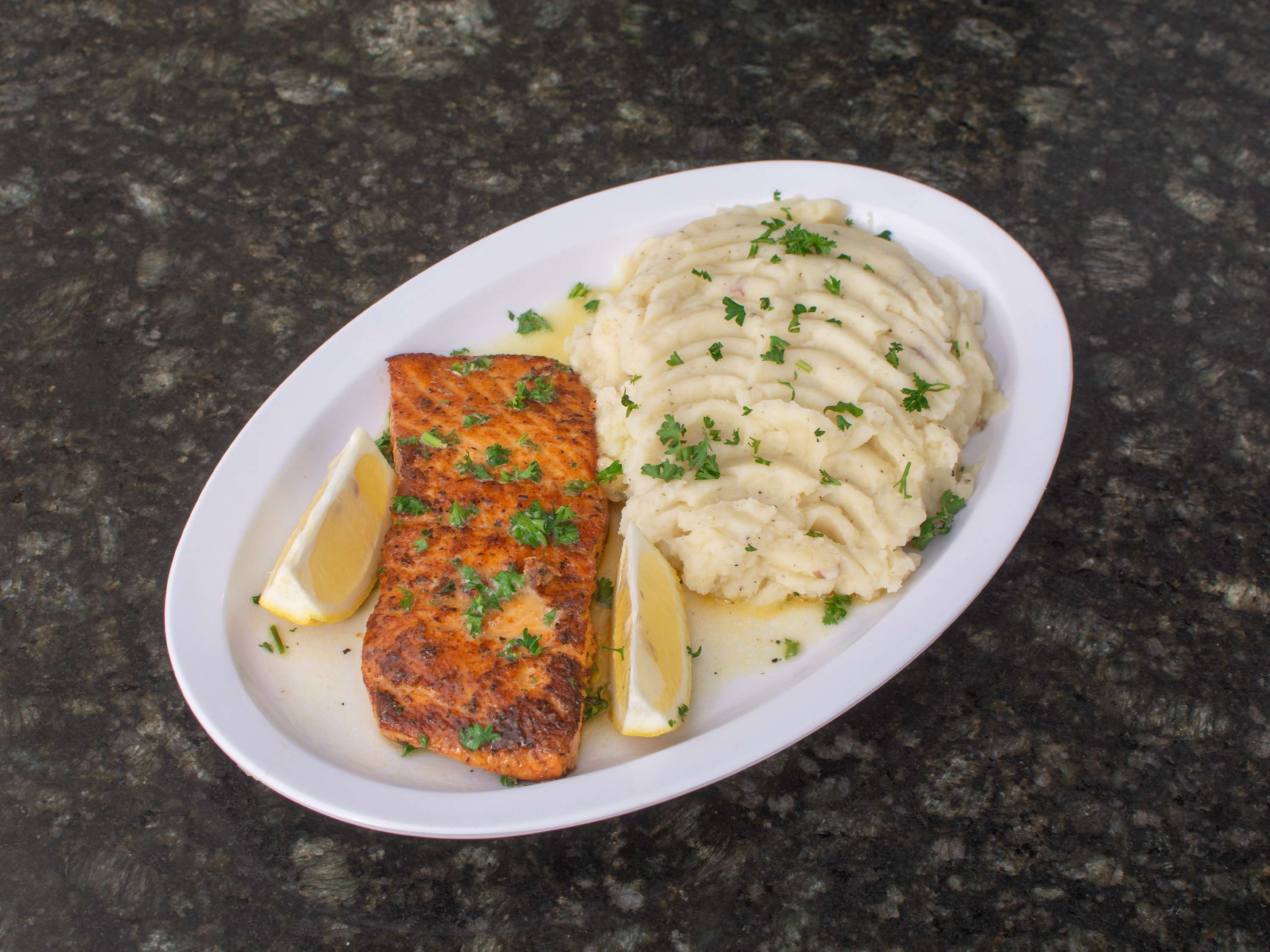 Order Grilled Salmon food online from New York Pizza & Grill store, Dinuba on bringmethat.com