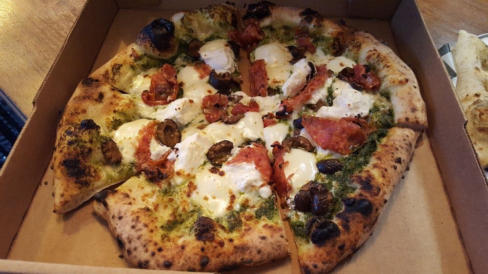 Order Pesto Animal Pizza - 12'' (6 Slices) food online from Citizen Pie store, Cleveland on bringmethat.com
