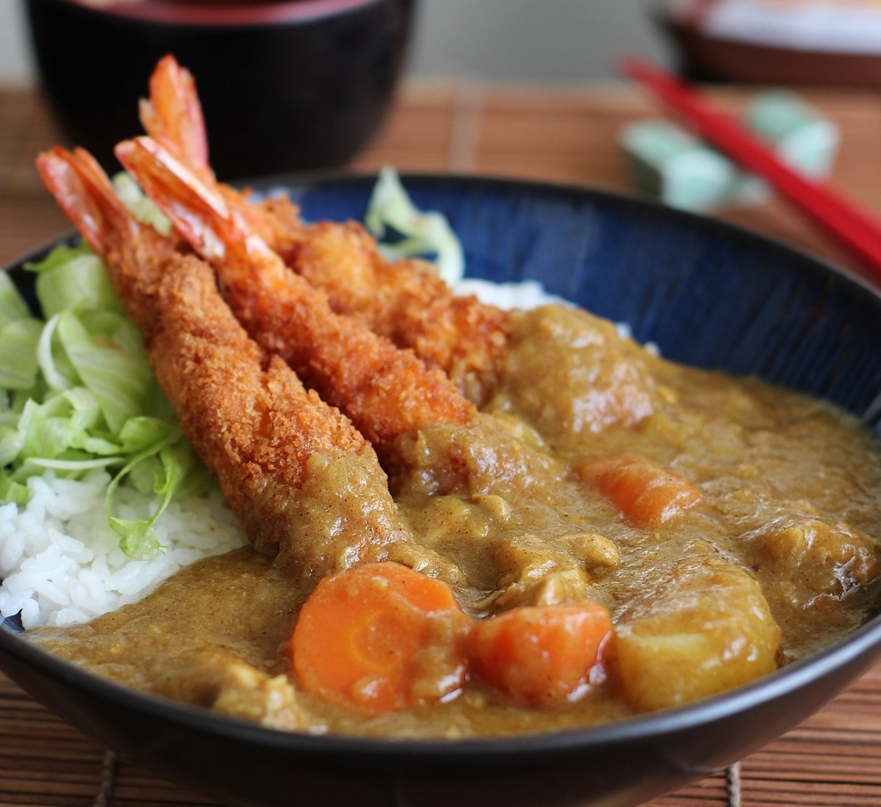 Order Shrimp Tempura Curry food online from Kiraku Ramen & Sushi store, Gardena on bringmethat.com