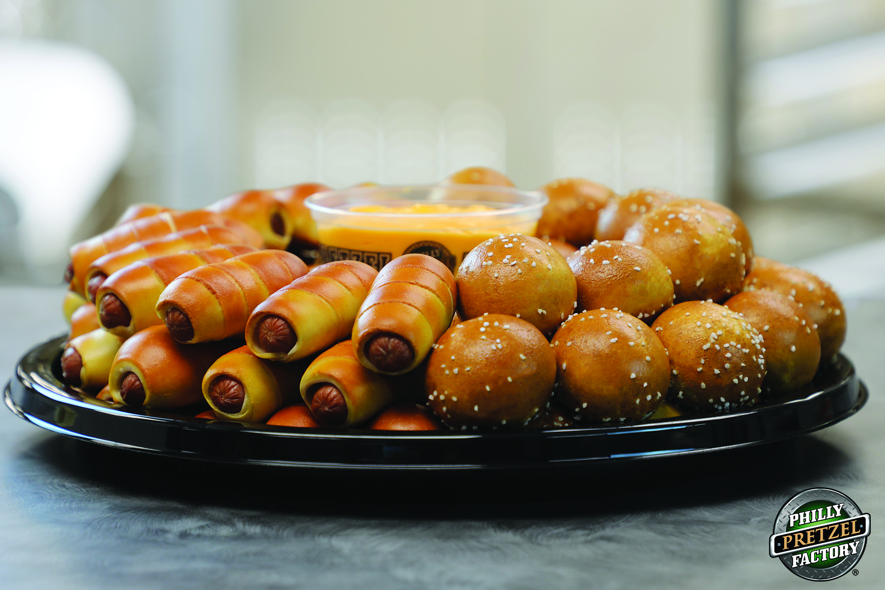 Order Mini Cheesesteaks and Mini Dogs Tray food online from Philly Pretzel Factory store, Abington on bringmethat.com