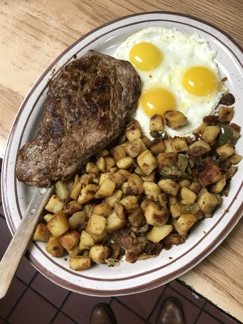 Order 3 Egg and 8 oz. Steak food online from Waffles Breakfast & Lunch store, Salinas on bringmethat.com