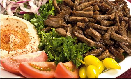 Order Meat Shawarma Plate food online from Nour Cafe store, Revere on bringmethat.com