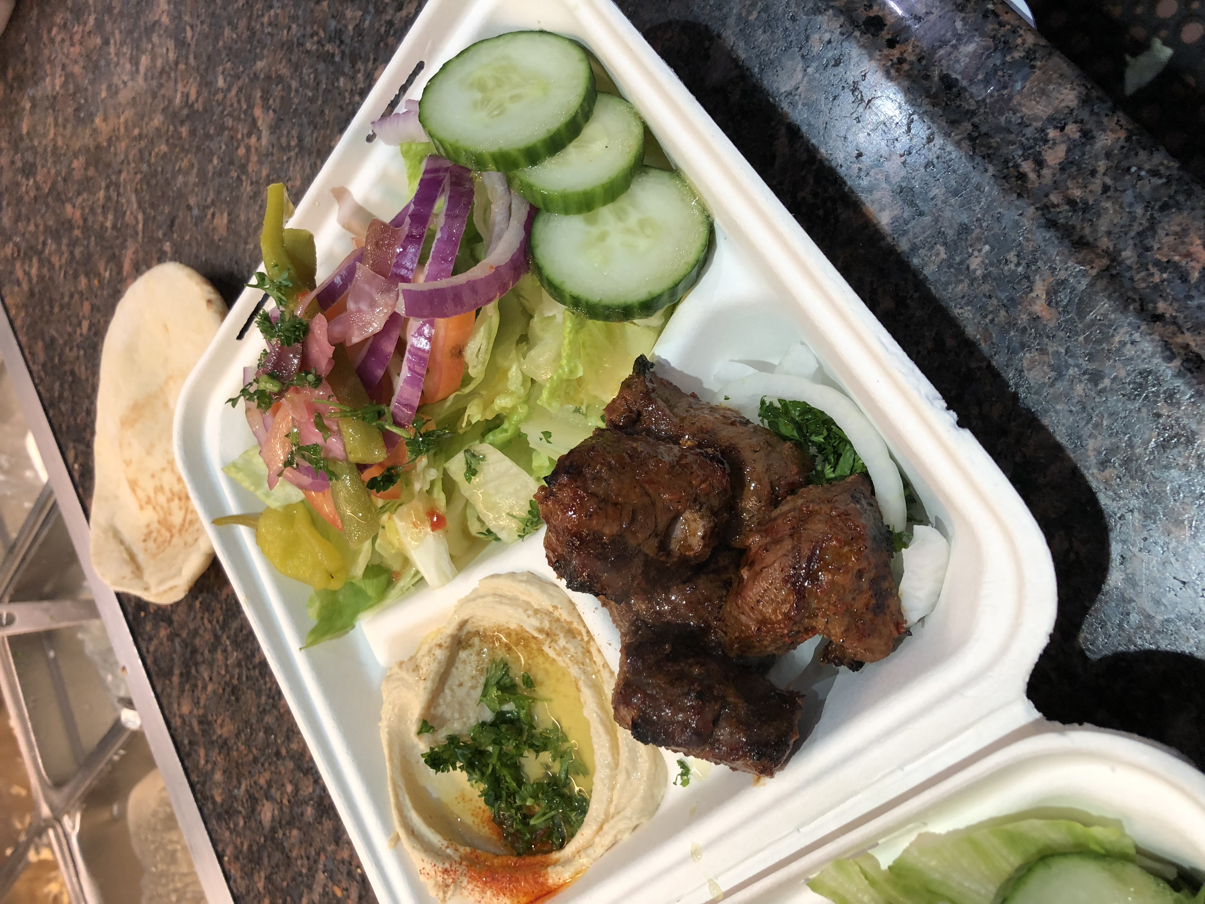 Order Lamb Kebob Combo food online from Aladdin Crown Pizza store, New Haven on bringmethat.com