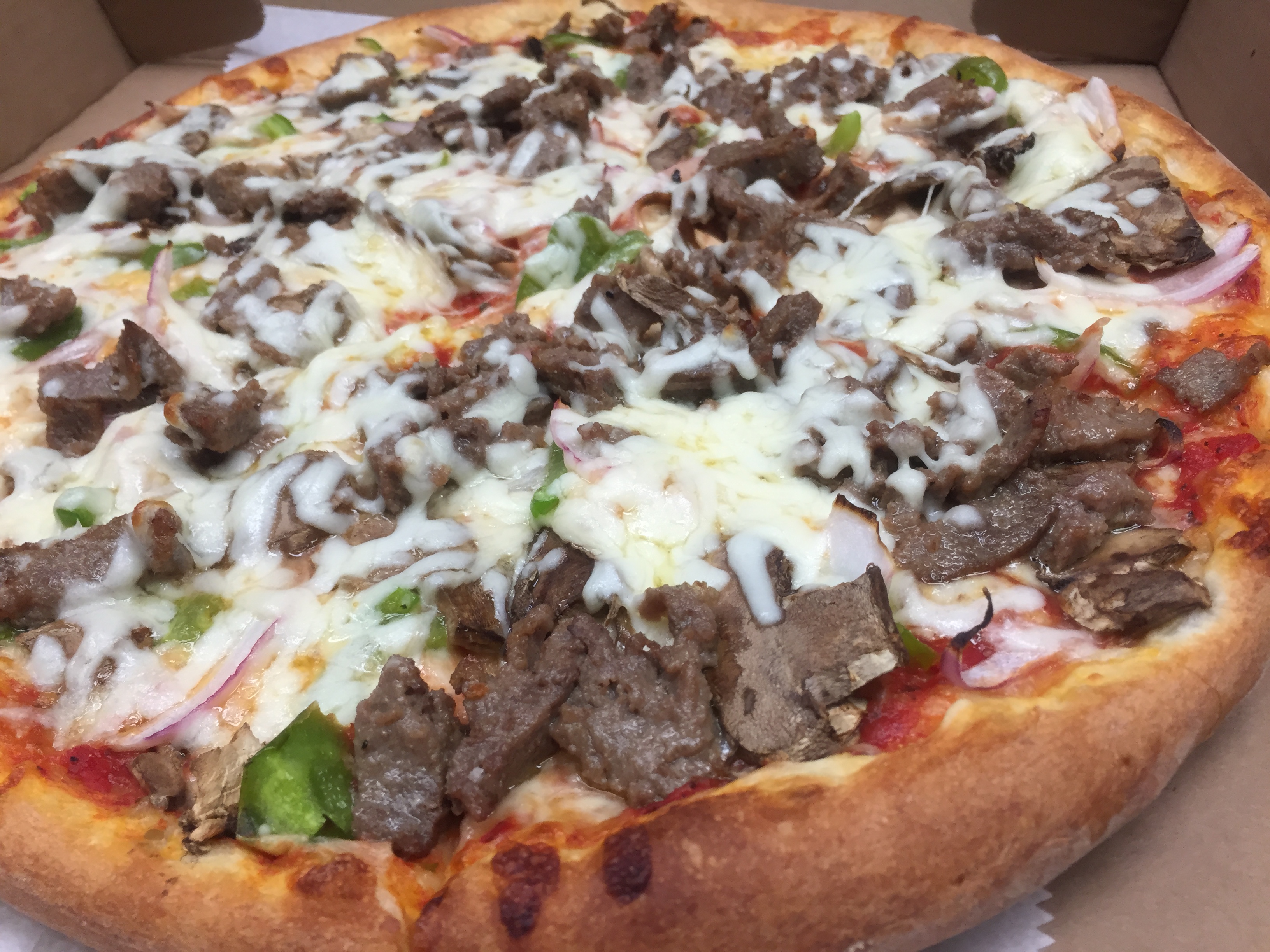 Order Steak and Cheese Pizza food online from Gusto Pizza store, Delmar on bringmethat.com