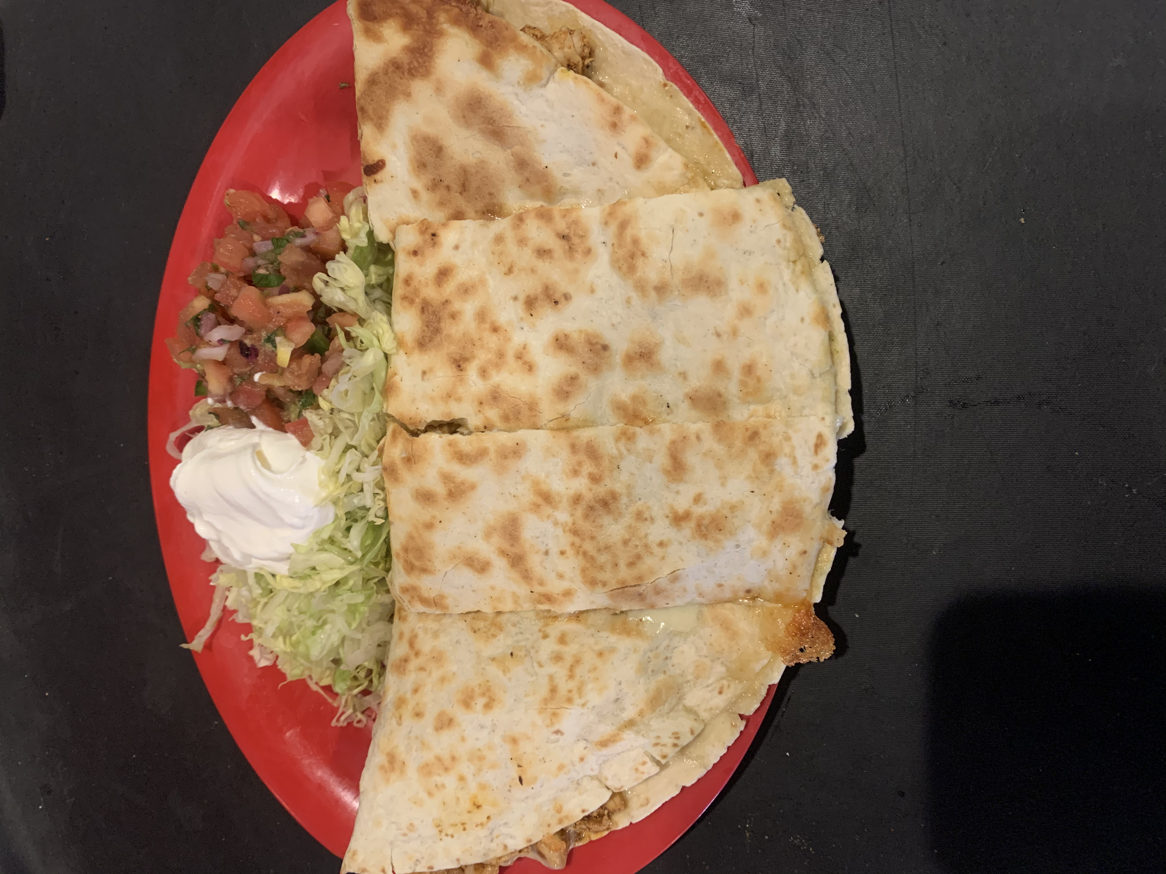 Order Slow-Smoked BBQ Pork Quesadilla food online from Maria's Cantina store, Southaven on bringmethat.com
