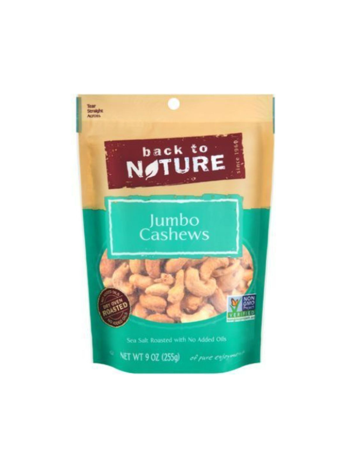 Order Back To Nature Jumbo Cashews (9 oz) food online from Stock-Up Mart store, Minneapolis on bringmethat.com