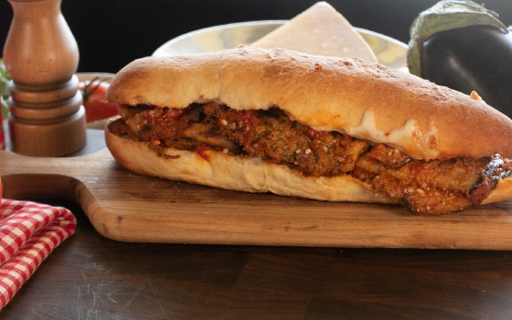 Order Eggplant Parm Sandwich - Half food online from Russo New York Pizzeria store, Houston on bringmethat.com