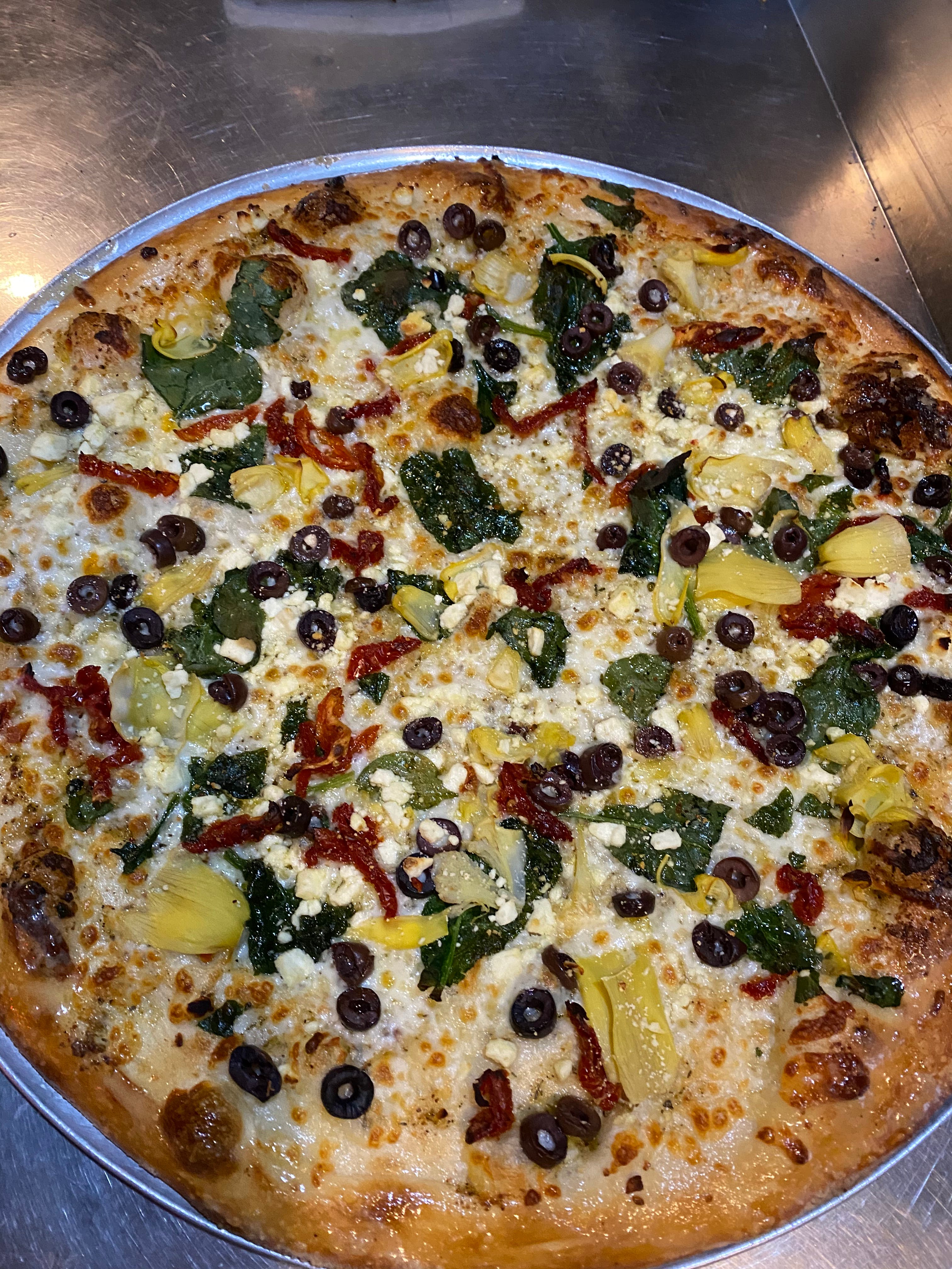 Order The Greek Pizza - 16" food online from Corner Slice store, Steamboat Springs on bringmethat.com