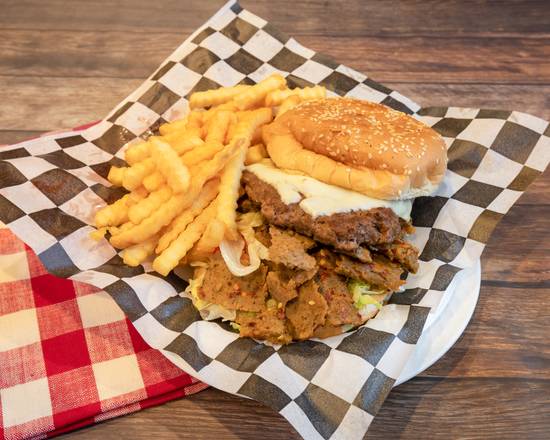 Order Gyro Burger and Fries food online from George’s gourmet grill store, Lincoln on bringmethat.com