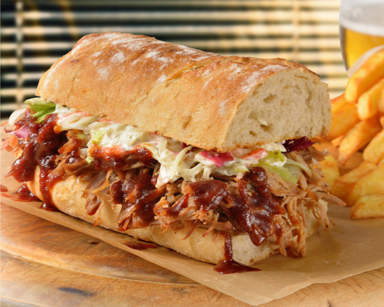 Order The Pulled Pork Sub food online from The Meatball Kitchen store, Suisun City on bringmethat.com