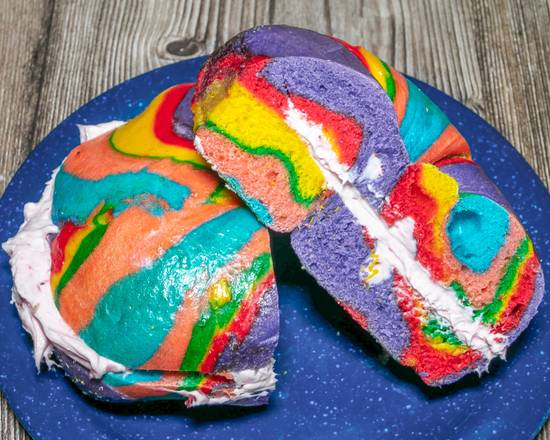 Order Rainbow Bagel With Strawberry Cream Cheese food online from Bbs Bagels store, Alpharetta on bringmethat.com