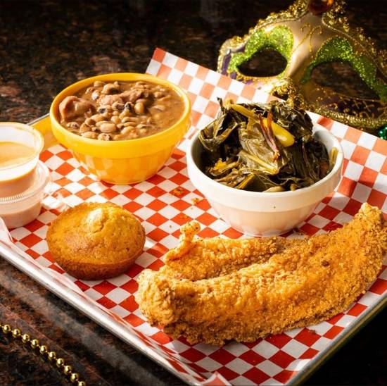 Order Catfish Plate food online from Sharons Creole Kitchen store, Murrieta on bringmethat.com