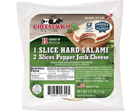 Order Cheesewich Pepper Jack & Salami (2.5 oz) food online from Urban Value Corner Store store, Dallas on bringmethat.com