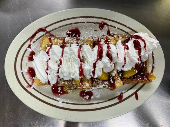 Order Peach Melba French Toast food online from Airport Diner Kutztown store, Kutztown on bringmethat.com