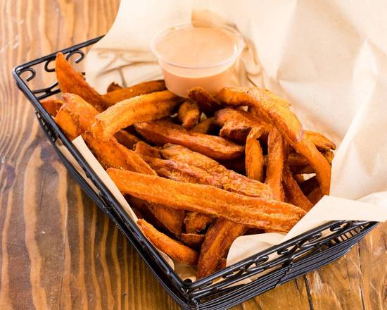 Order Sweet Potato Fries with Red Pepper Mayo food online from Oren Hummus store, Lafayette on bringmethat.com