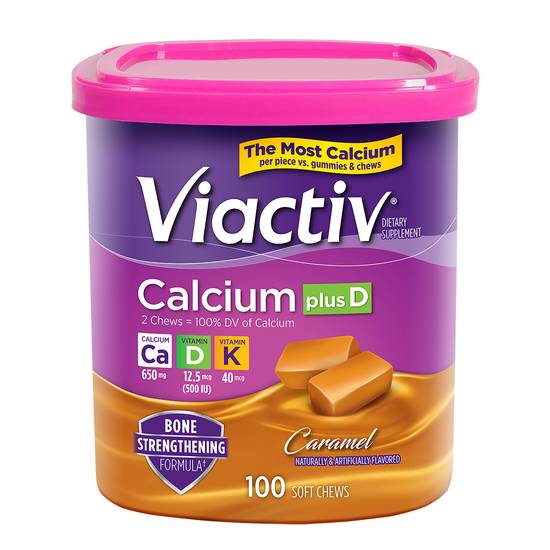 Order Viactiv Calcium Plus D Soft Chews Caramel (100 ct) food online from Rite Aid store, Palm Desert on bringmethat.com