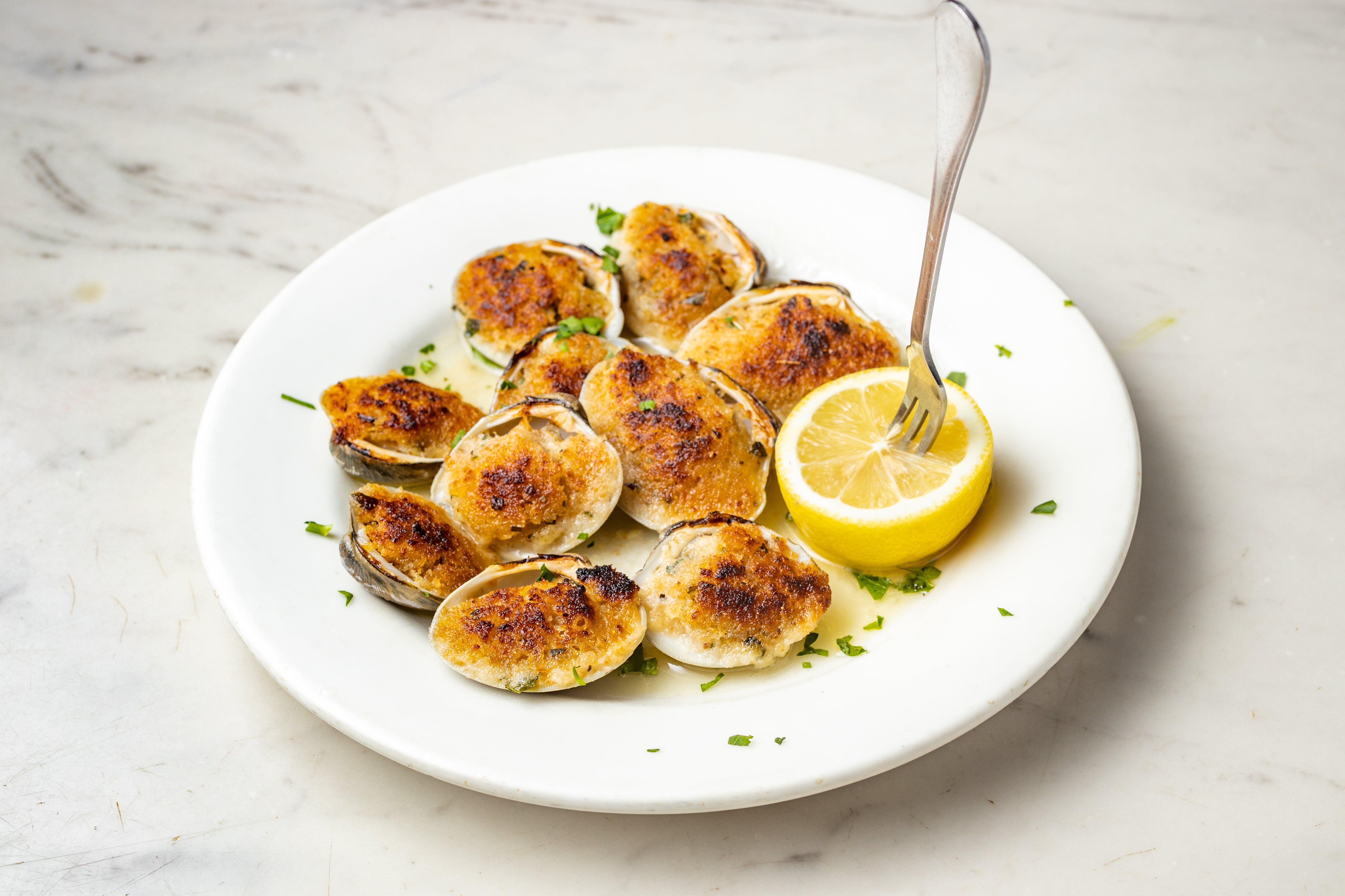 Order Baked Clams - 10 Pieces food online from Graziella Pizza store, Flushing on bringmethat.com