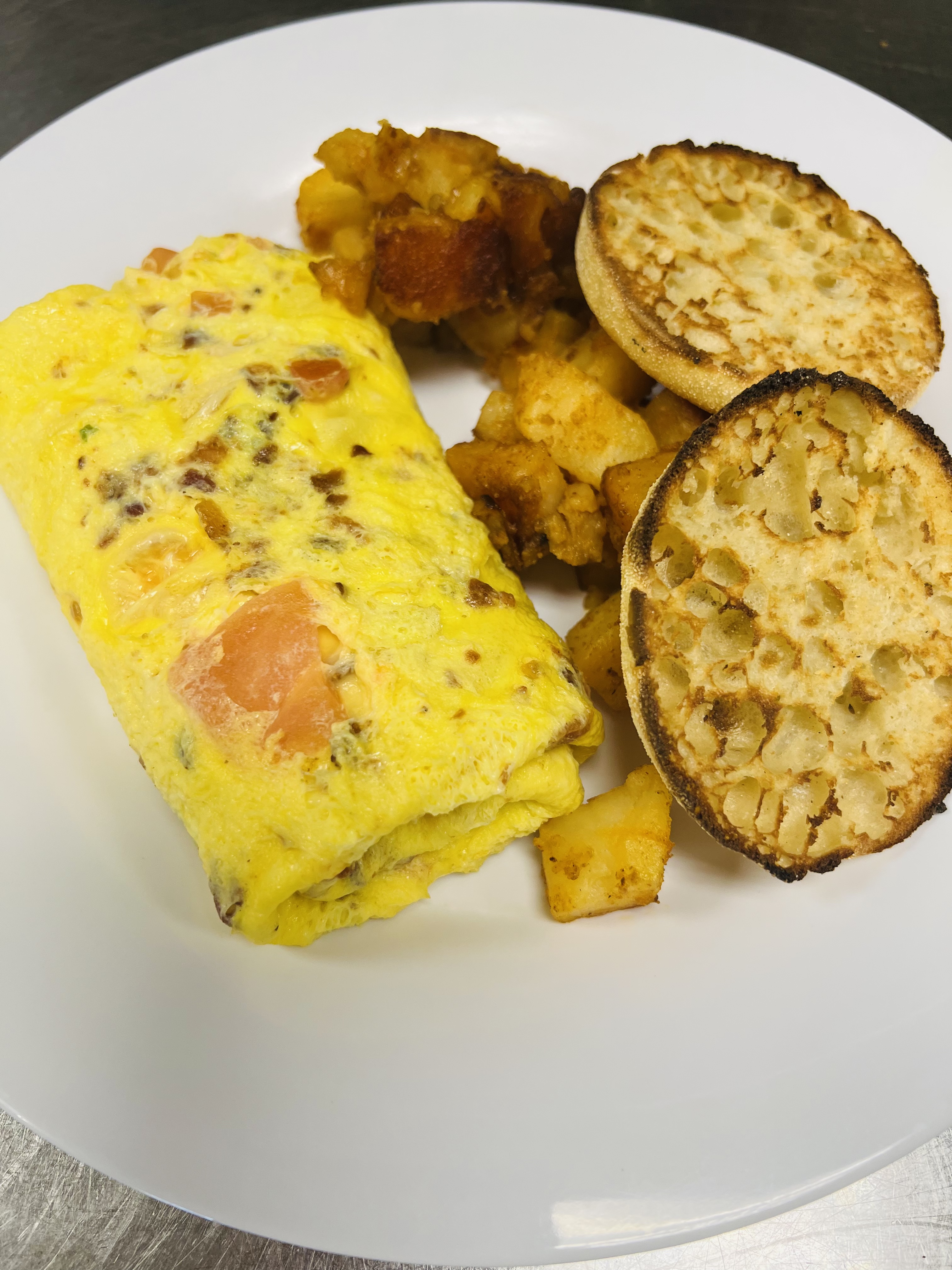 Order Bacon, Tomato and Cheddar Omelet food online from The Mystic Diner & Restaurant store, Stonington on bringmethat.com