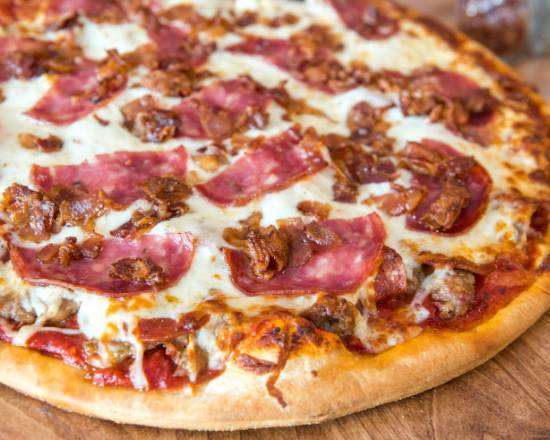 Order Meat and More Meat Thin Crust Pizza food online from Giordano'S store, Kenosha on bringmethat.com