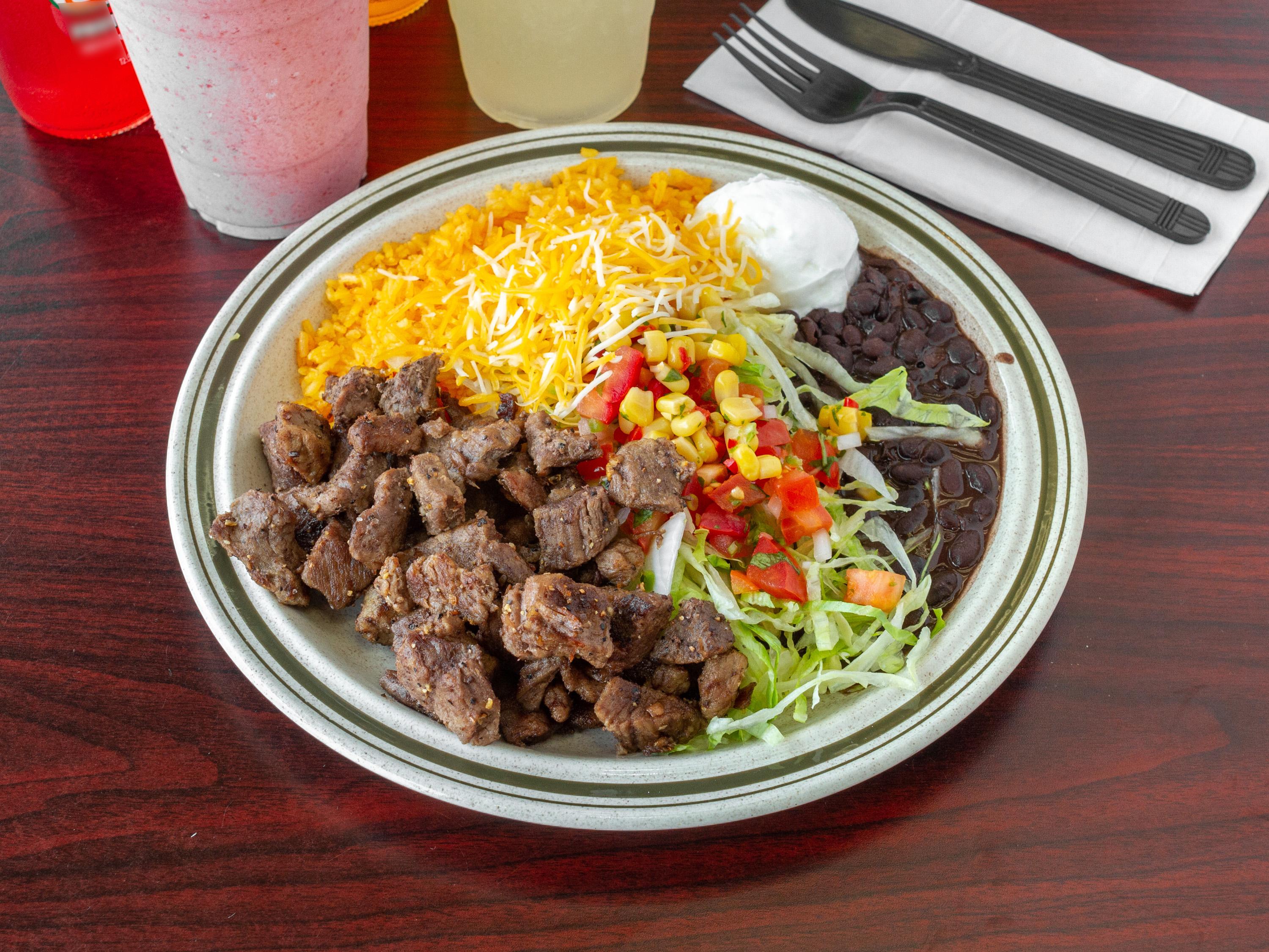 Order Grilled Flat Iron Steak Mexican Combo food online from Metropolis Mexican Grill store, Nutley on bringmethat.com