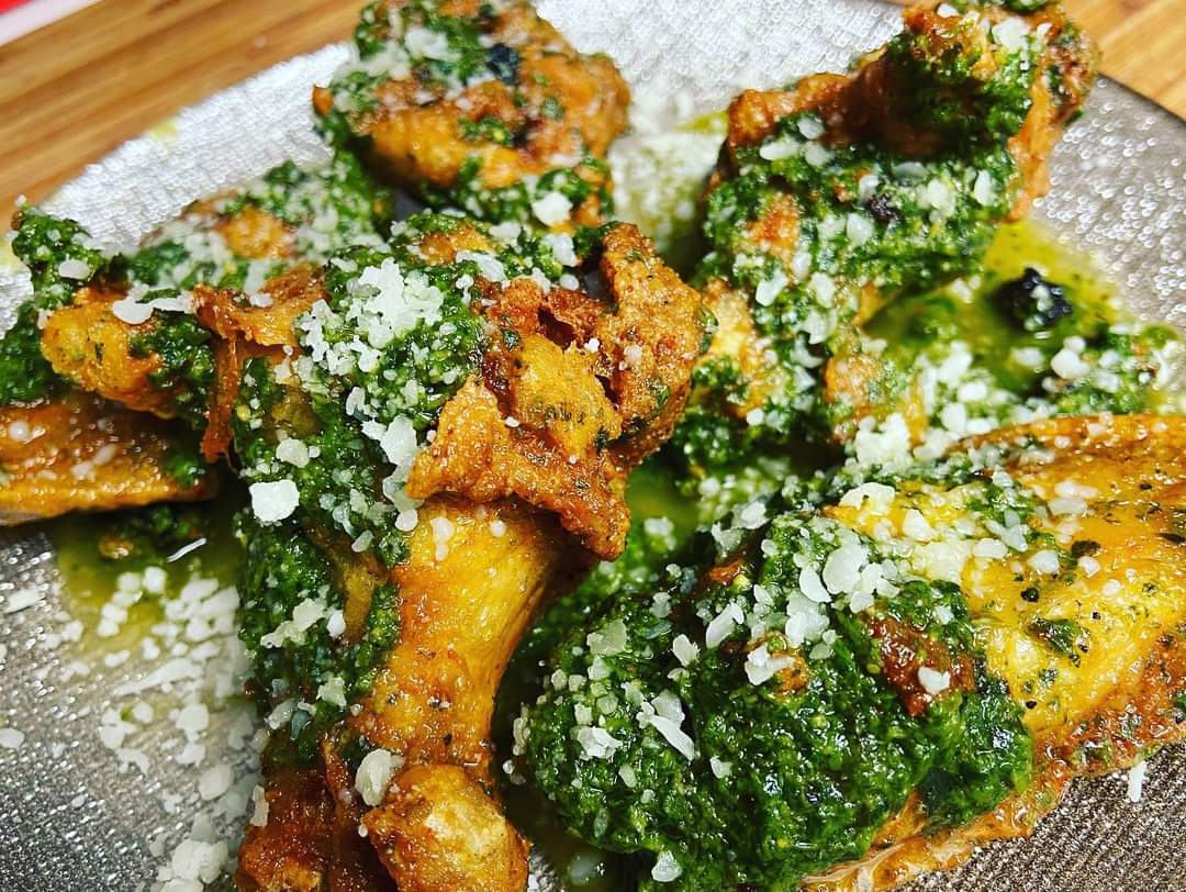 Order Pesto parm wings  food online from Our Original Pizzeria store, Schenectady on bringmethat.com
