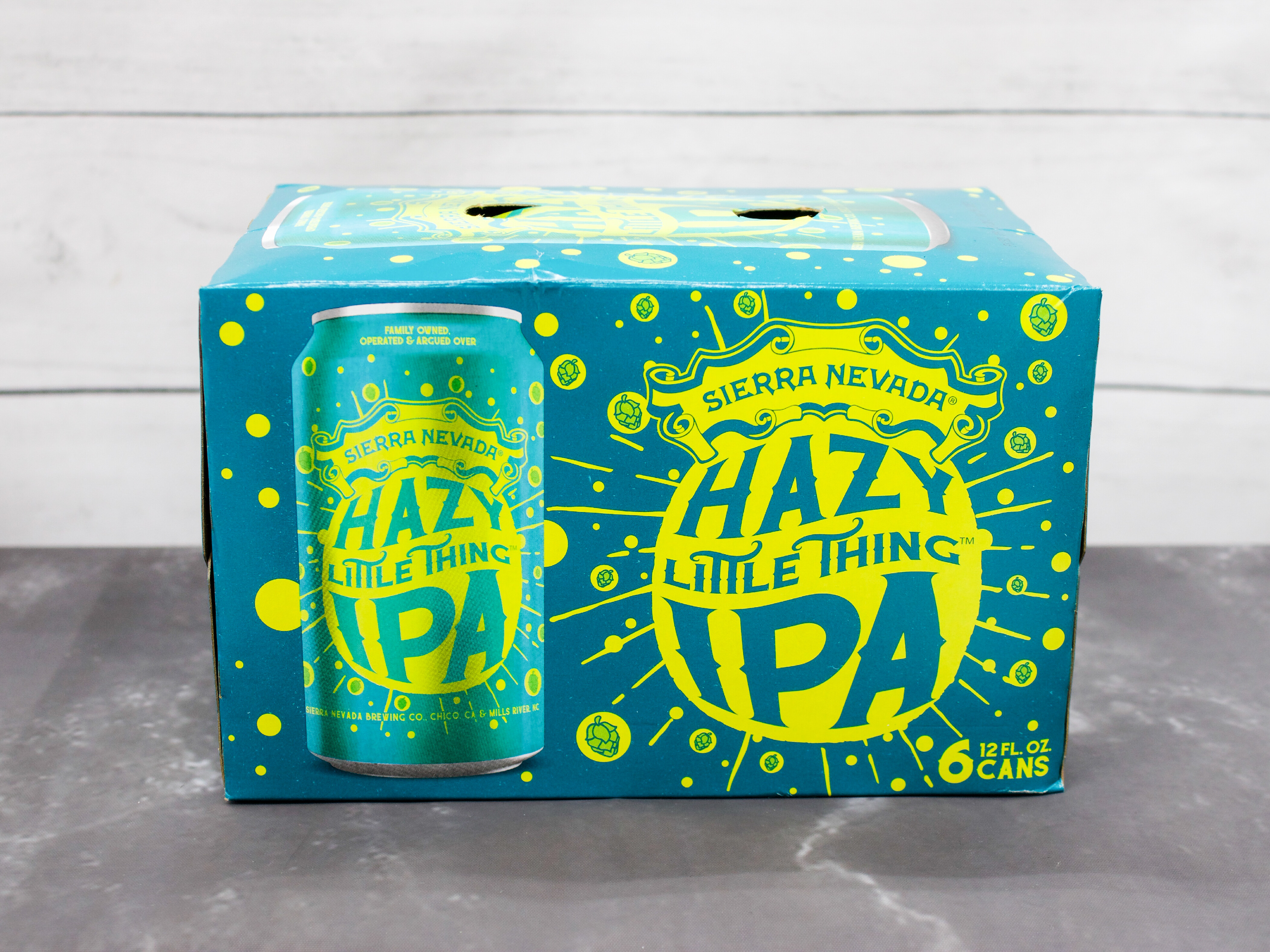 Order 12 oz. Sierra Nevada Hazy Little Thing IPA, 6-Pack Cans, 6.7% abv food online from Bailey Plaza Liquors store, Mountain View on bringmethat.com