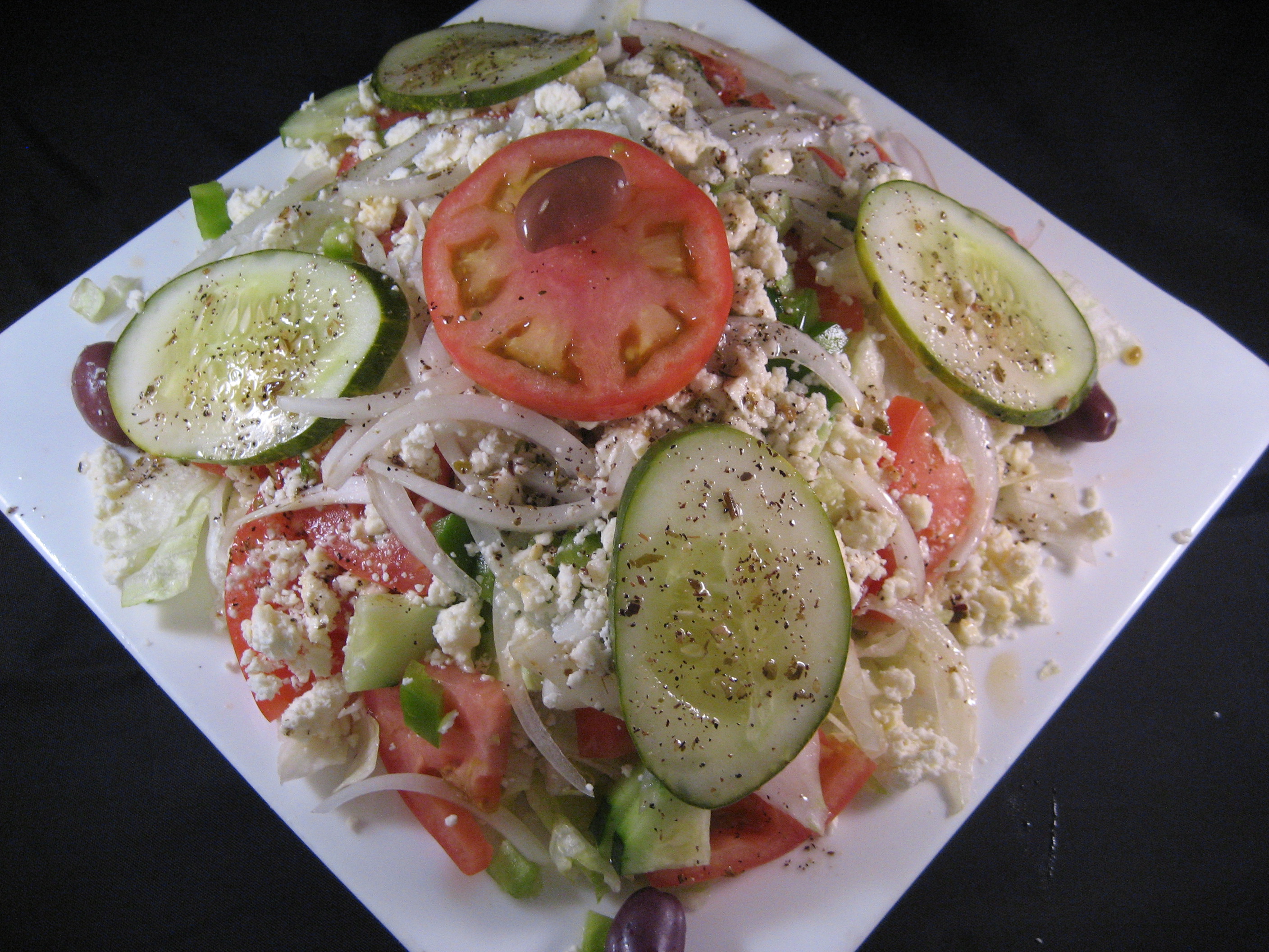 Order Grecian Salad food online from Georges Hot Dogs store, Chicago on bringmethat.com