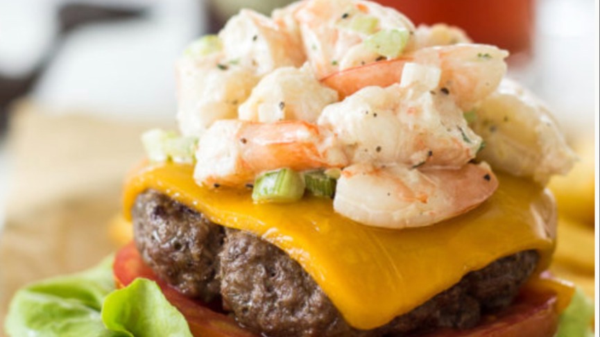 Order Surf and Turf Burger (Shrimp) food online from Pacific Pourhouse store, Union City on bringmethat.com