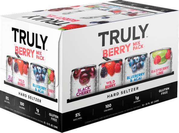 Order Truly  Berry Mix Pack, 12pk-12oz can hard seltzer (5.0% ABV) food online from Ogden Wine & Spirit store, Naperville on bringmethat.com